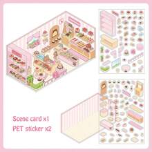 PET2.5D Landscape Sticker Little Corner Series Cartoon Miniature House Children's Fun Collage, School Supplies,Back To School