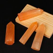 1pc High-Quality Orange Color Selenite Point - Geometric Faceted Crystal For Jewelry Making, DIY Crafts, Home Decor - Ideal For Christmas, Valentine's, Mother'S Day, Graduation Gifts, Jewelry Making Supplies