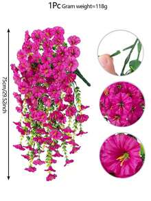 1/2/4 piezas Plantas artificiales de hojas de campanilla para decorar paredes, hogar, fondo, boda, exterior, jardín, alféizar de ventana, patio, decoración de cumpleaños, Día de San Valentín, Año Nuevo - Rojo violeta - Ver 3