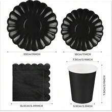 10 cái/20 cái/40 cái/50 cái/bộ, Đĩa giấy hình quạt 9 inch 7 inch Khay đựng đồ ăn dùng một lần có viền vỏ Cốc giấy Khăn giấy Trang trí tiệc cưới sinh nhật (Đen) Quà tặng Ngày của Mẹ Đám cưới Sinh nhật Đồ dùng tiệc Dã ngoại hàng ngày Khay cắm trại - màu đen - Xem 2