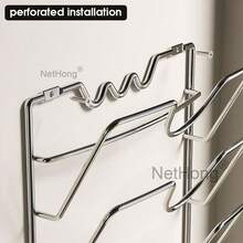 5 Tiers Pot Lid Holder Storage Rack Wall Mounted Pan Cover Organizer Kitchen - Silver - View 4