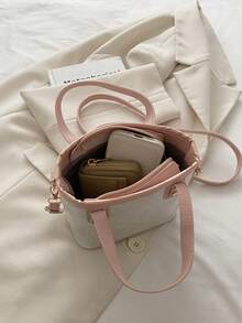 1pc Chinese Style Butterfly Print PU Pearl Decor Women Handbag, Crossbody Shoulder Bucket Bag Suitable For Summer, Cute Girl Street Casual, Travel, Photo Shooting, Festival Gift - Multicolor - View 4