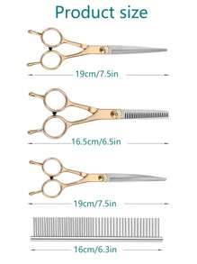 Professional Pet Grooming Scissors, Left And Right Hand Suited, Cat And Dog Hair Trimming Curved And Straight Cutting Thinning Shears, Stainless Steel