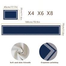 1/4/5/7 件几何希腊图案桌旗和餐垫套装，海军蓝和黑色可水洗桌面垫桌布，亚麻餐垫，适用于餐厅、派对、客厅、卧室、厨房、家居装饰，复古风格，双色，纯色，优雅印花，防滑耐热易清洁，理想的礼物，多功能，柔软可折叠，中式风格 - 彩色 - 查看 15