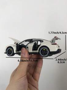 ESCBBXX 1pc Zinc Alloy Die-Cast Exterior Sports Car Model Toy, 6.18"L X 2.44"W X 1.77"H, 1:32 Scale Realistic Miniature, Detailed Interior, Rolling Tires, Openable Doors & Hood, Sound & Light Effect, Suitable As Boys, Children Gift, Collection