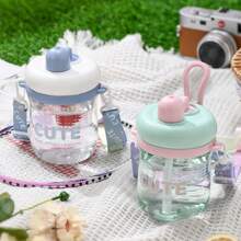 1pc 650ml/22oz Plastic Cup With Straw, High-Quality Water Bottle, Suitable For Office Women, Anti-Drop And Heat Resistant, Flower Tea Drinking Cup With Separation Of Tea And Water