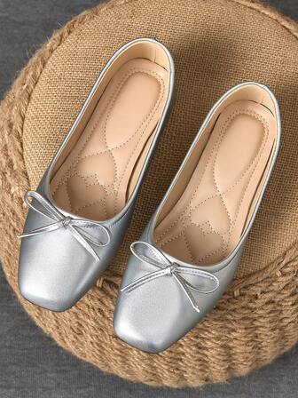 WHDXY 1 双女士方头平底鞋，柔软皮革一脚蹬乐福鞋，百搭休闲办公室通勤芭蕾平底鞋