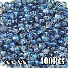 闪亮裂纹玻璃珠，破裂效果，尺寸为 10 毫米/0.39 英寸和 8 毫米/0.31 英寸。多色圆形珠子，用于 DIY 珠宝、手链、项链、耳环和手工艺品制作。