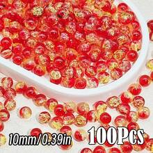 闪亮裂纹玻璃珠，破裂效果，尺寸为 10 毫米/0.39 英寸和 8 毫米/0.31 英寸。多色圆形珠子，用于 DIY 珠宝、手链、项链、耳环和手工艺品制作。