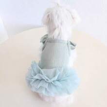 Vestido de princesa con mangas con volantes para perros y gatos pequeños como poodle, bichón frisé, pomerania, maltés, Yorkshire Terrier, etc. Atuendo para fiesta de cumpleaños, primavera/verano