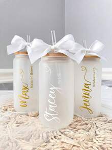 Vasos personalizados de cristal | Vasos para damas de honor | Taza para café frío | Regalos personalizados | Regalos de caja de propuesta | Regalo de cumpleaños | Regalo para la novia. Fácil de limpiar, exquisito, de alta calidad, personalizado, único, regalos ideales para ella, novio, novia, papá, mamá. - multicolor - Ver 1