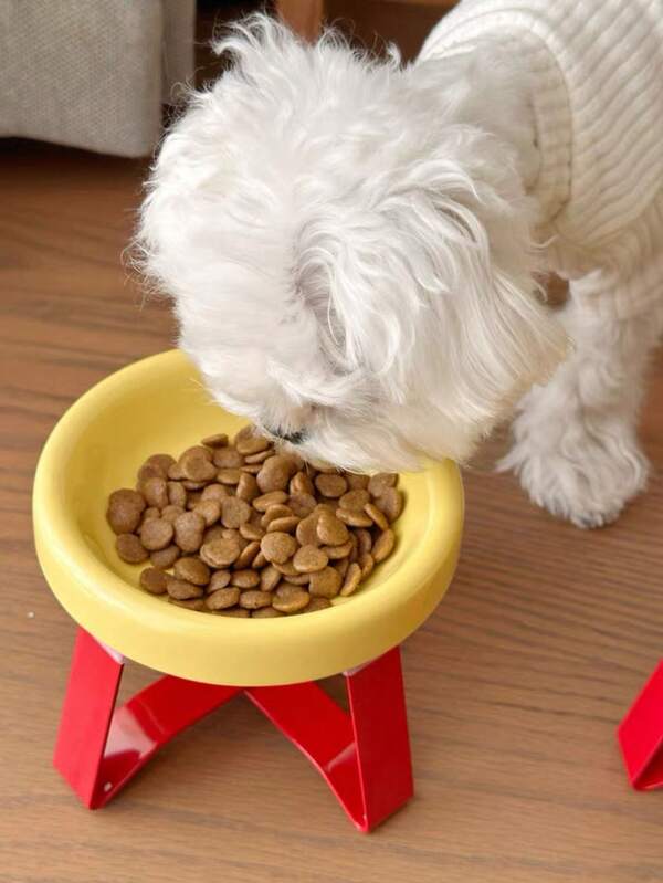 Cute Pet Bowls, Cat Bowls And Dog Bowls Made Of 1PC PE Material With Bowl Racks, Protecting The Neck From Being Knocked Over