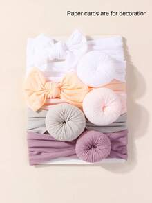 Set de 6 bentițe elastice cu fundă mare din nailon, roz și violet, pentru bebeluși, de primăvară, pentru fetițe, accesorii de păr pentru bebeluși, potrivite pentru uz zilnic, în toate anotimpurile - Multicolor - Vizualizare 12