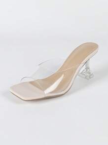Nouvelles chaussures à talons mi-hauts européennes et américaines au style britannique, avec une pointe carrée, une bouche ronde, confortable et simple. Talons transparents en PC, chaussures de travail casual avec Glissant, en matériau léger TPU, beige/ton chaud, convenant au printemps, à l'été, à l'automne, aux occasions sociales, au style de rue, à toutes les saisons, sandales élégantes, pour l'extérieur, mignonne, pour la boîte de nuit, le mariage, les vacances