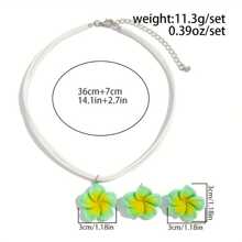 3 Stücke/Set Boho Hawaii Blumen Schmuckset - Damen Acryl Ohrringe und Halskette, perfekt für Strandpartys und Urlaubsreisen