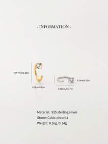 1件S925纯银黑钻/白钻鼻环/鼻钉/金鼻环/银鼻环/鼻圈/耳骨环/耳夹/小耳环（外径：10毫米 - 内径：8毫米）（采用S925纯银制成，质地柔软，请勿用力调整。）（精致优雅的银饰）（附赠首饰盒）