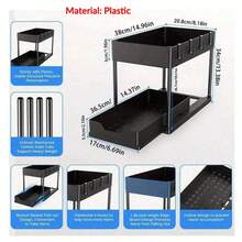 Under Sink Double Tier Storage Rack, Slide-Out Drawer Cabinet For Kitchen, Bathroom, Closet, Cupboard Material: Plastic