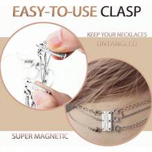 DDG Layering Necklace Clasp,18 K Gold And Silver Separator For Stackable Necklaces Accessories Women/Buckles - L3 支架 銀色 - 查看 3
