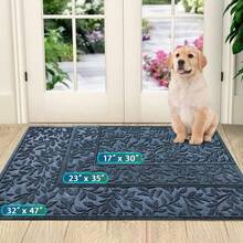 ¡RecomendadoBulijojo - Felpudo de entrada para interiores y exteriores, duradero y resistente, tapete de bienvenida de goma natural gruesa, absorbente, antideslizante, alfombra de entrada fácil de limpiar, 17 x¡Top de Temporada - Hojas verdes - Ver 3
