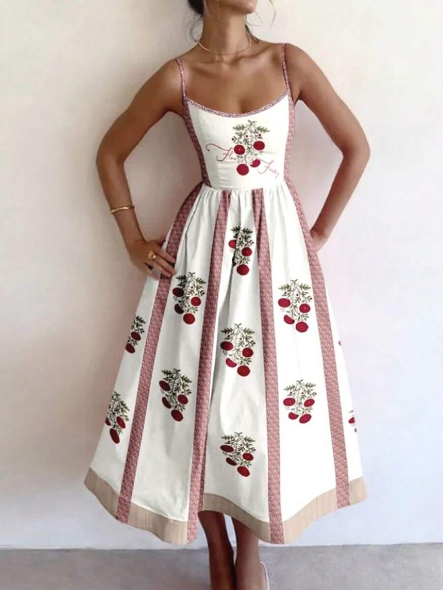 Women's Elegant Spaghetti Strap A-Line Summer Dress - Suitable For Casual Beach Vacation And Evening Occasions - Multicolor - View 1