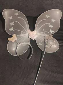 3 Stücke Festivalparty Zubehör, Schmetterling Prinzessin Themen Partyzubehör, Schmetterlingsflügel Fee Stab, Cosplay Bühnenauftritte, Flügel, Fee Stab, Tüllrock Accessoires, Foto Atmosphäre Gestaltungsutensilien, sehr geeignet für Feiertage, Geburtstagsfeiern sind die besten Kostüme zum Verschenken an Familie, Freunde und Geliebte.
