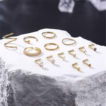 12PCS 20G StainlessSteel Nose Rings Hoop For Women Men Paved CZ Flower Nose Piercing Jewelry L ShapedNose Ring Stud Set