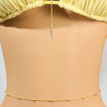 2 Stücke Körperkette für Damen, Bikini-Kette & ovale perlenbesetzte Taillenkette, vielseitige Anhänger Bikini-Kette, Halter-BH-Kette, sexy Boho Strand Bikini