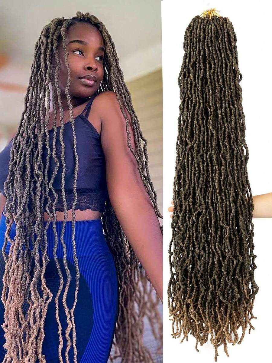 Soft Locs 36 Inch Faux Locs Crochet Hair 4 Packs Pre-Looped Soft Locs Crochet Hair For Women Super Long Soft Locs Goddess Curly Synthetic Hair Extensions