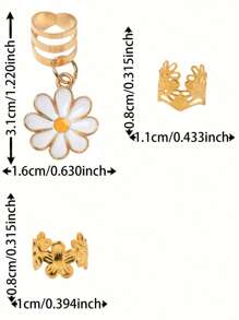45 piezas de Pinzas para el cabello con flores de margarita de aleación, pasadores decorativos de estilo punk y hip hop Y2K, accesorios y anillos para el cabello para regalo, fiestas y uso diario