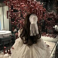 1 Stück schwarzer Spitzen-Schleier mit Schleife Dekor Minihut, Lolita-Stil Kopfschmuck; 1 Stück Gothic-Stil Halloween Hut; 1 Stück Kopfband mit Blumennetz; 1 Stück Party Verkleidungshut Kopfschmuck