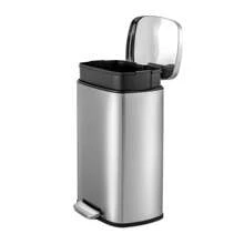 Large Rectangular Stainless Steel Trash Can Soft Close Foot Pedal Kitchen Waste