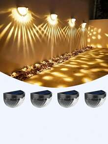 2/4/6 piezas Luces solares de pared, Luces solares de valla - Blanco cálido, Luces solares impermeables para valla, patio, porche - Fácil instalación