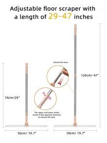 地板橡胶刮刀扫帚长柄窗户刮刀硅胶宠物毛发去除器用于室内清洁清洁玻璃毛发细小灰尘液体适用于光滑和地毯地板刮刀带 180° 旋转头长柄地板刮刀窗户清洁刮刀适用于浴室瓷砖车库混凝土甲板淋浴玻璃 - 卡其色 - 查看 5