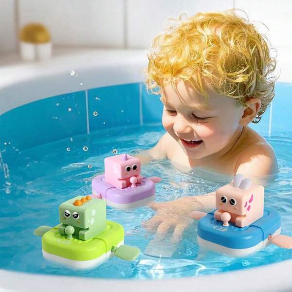 Children's Summer Clockwork Dinosaur Water Toy, 1-6 Years Old Babies' Bathtub & Pool Interactive Toy, ABS Material, Beach Party Bath Toy