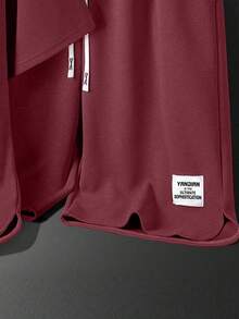 Teenager Summer Fashion Moisture Wicking Breathable Solid Color Round Neck Short Sleeve T-Shirt And Shorts Set - Burgundy - View 5