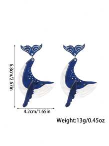 1 Paar blaue Wal Schwimm Acryl Ozean Thema Ohrringe, geeignet für den täglichen Gebrauch von Frauen