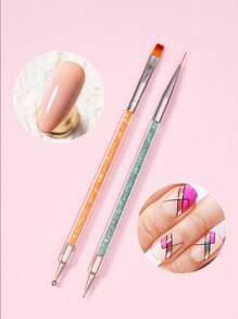 Nail Art Brushes, 5pcs Nail Liner Brushes Double-Ended Acrylic Nail Brush Nail Art Striping Nail Dotting Drawing Tool For Long Lines,Thin Details, Fine Drawing, Delicate Coloring, Elongated Lines Brushes And Nail Dotting Pens For French Nail Tip