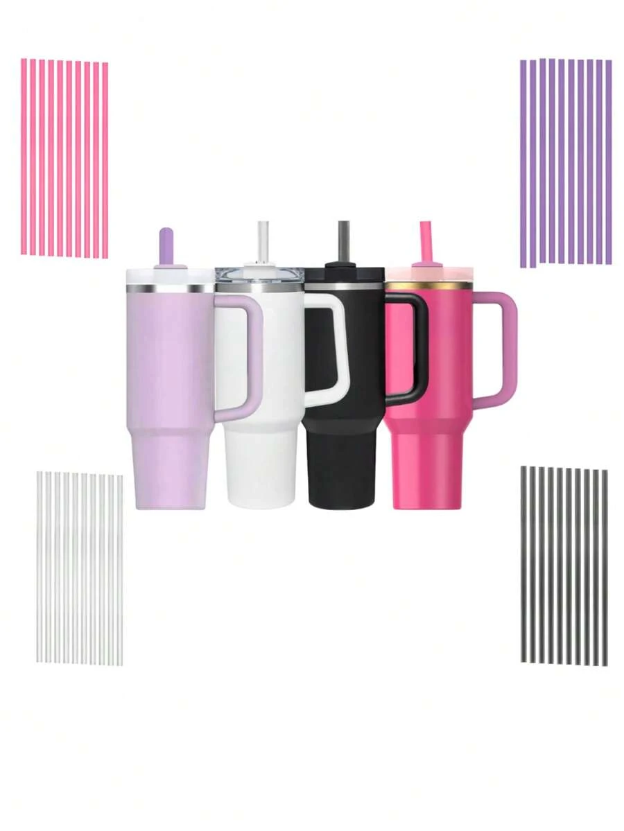 10 Reusable Replacement Straws 31cm For Thermal Cup - Clear - View 1