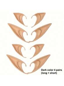 4 Pairs /8 Pieces Of Fashionable Fairy Elf Ears, Fake Ear Makeup Short And Long, Fairy Vampire Elf Halloween Latex Ears, Christmas Party Halloween Gifts