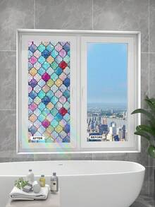 1片彩色玻璃窗膜，彩虹门隐私膜静电吸附窗膜装饰窗贴隔热防紫外线，适用于家庭和办公室 - 窗户隐私膜 - 窗膜 - 100%隐私窗膜 - 汽车配件窗户隐私膜窗贴 - A - 查看 8