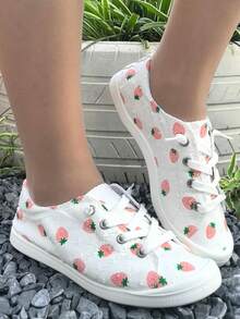 Women's Casual Ditsy Floral Flat Shoes, Fashion White Daisy Pattern, Suitable For Halloween, Christmas, Nightclub Parties, Soft, Comfortable, Breathable, Non-Slip, Plus Size, Outdoor Walking & Sports - White Powder - View 5