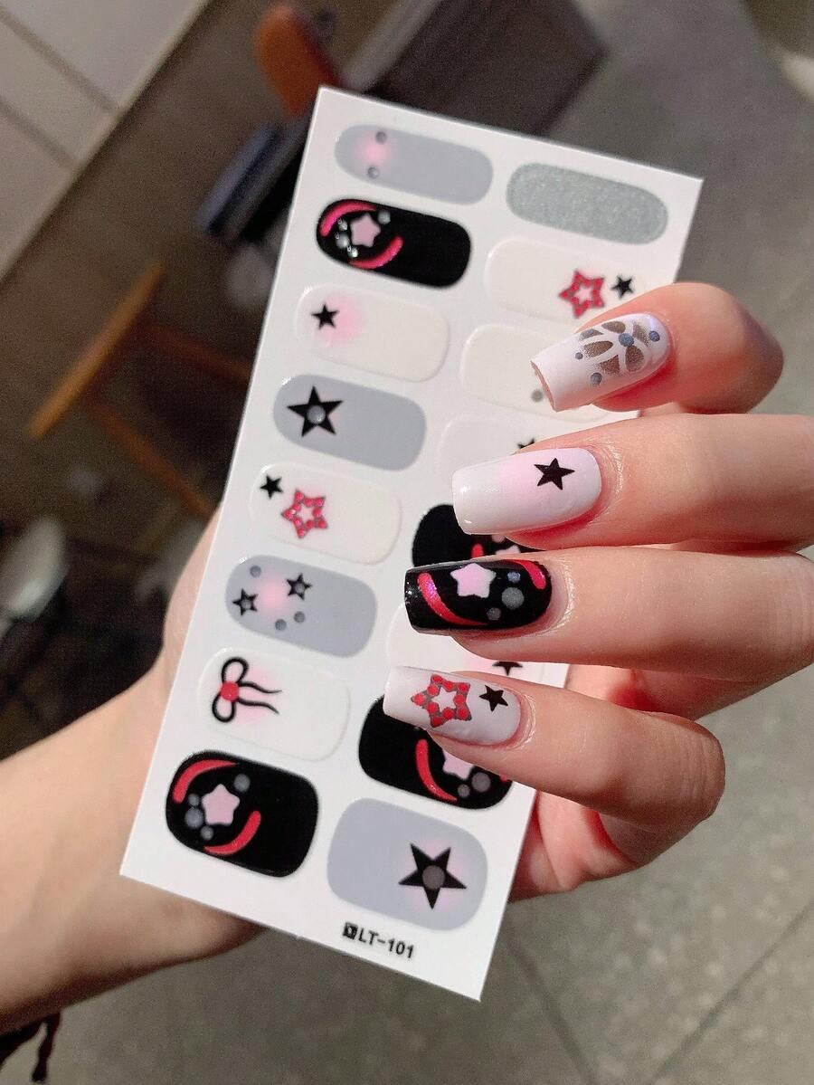 全指甲油贴，自粘指甲贴纸，适合女性DIY家庭美甲，美甲用品 - 彩色 - 查看 1
