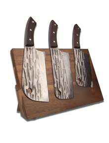Magnetic Knife Block, Thickened Acacia Wood Kitchen Knife Holder Stand With Strong Magnets, Multifunctional Double Side Knife Storage Organizer For Kitchen Counter
