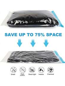 Travel Compression Bags - Save Space, No Need For Vacuuming - Blue Travel Must-Have Travel Backpack, Travel Bag, Suitcase Lightweight Moving Storage Bag, Out-Of-Season Clothing Compression Bag, Significantly Save Space Travel Clothing Compression Bag, Travel Accessories, Vacation, Holiday, Back-To-School Supplies Packing Bag, Dormitory Must-Have, University Supplies - Blue - View 2