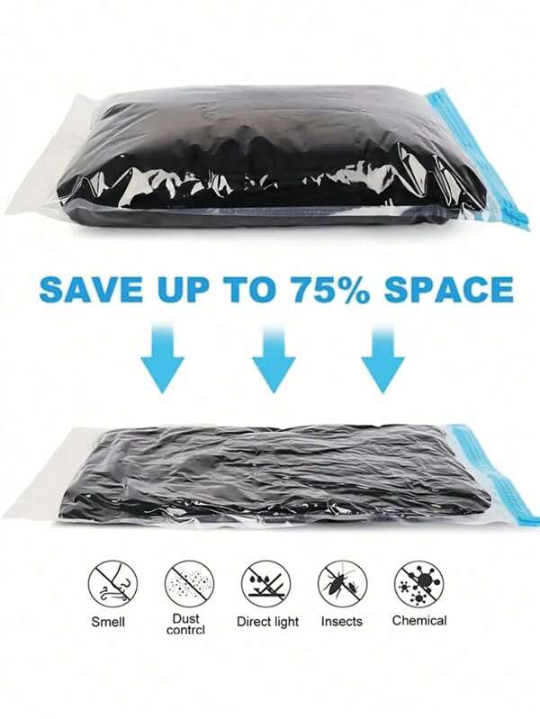 Compression Bags For Travel - Compression Space Saver, No Suction Required - Blue Travel Essentials Travel Backpack Travel Bag Suitcase Lightweight Moving Organizing Bag, Compression Bag, Travel Clothes Compression Bag