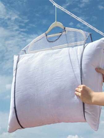 1 stuk multifunctioneel was- en droognet, geschikt voor kussens, speelgoed, delicate stoffen, ruimtebesparende opbergzak, willekeurige kleur, netzak voor het wassen en drogen van kussens, Creative Home kussen droogrek hangende droogzak
