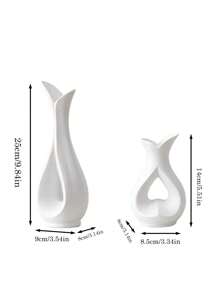 1pc White & Black Plastic Vase, Artificial Dried Flower Vase, Unbreakable Small Vase, Floral Arrangement Vase, Simple Decor For Living Room, Dining Table, Wedding, Valentine"S Day