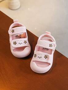 幼儿宝宝软底包趾凉鞋，女童夏季公主网眼透气步行鞋 - 粉色 - 查看 4