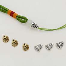 Accessoires de pagode rétro ajourés à trois voies, perle de fleur argent 8 mm, capuchon à gland, accessoires de bijouterie DIY, matériaux perlés faits main, grains de prière bouddhistes, bracelets, colliers