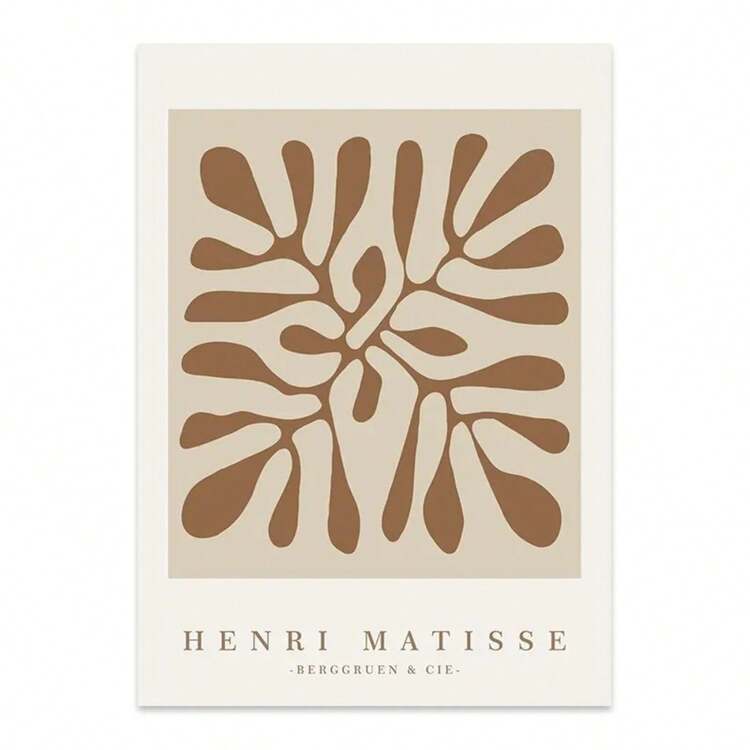 1 件现代波西米亚风格抽象马蒂斯米色白线墙面艺术海报简约帆布画印刷画适用于客厅室内家居可选画框 - 彩色 - 查看 48